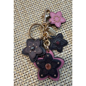 Coach Wildflowers Floral Cluster Bag Charm Keychain Flower Pink Multi NWT